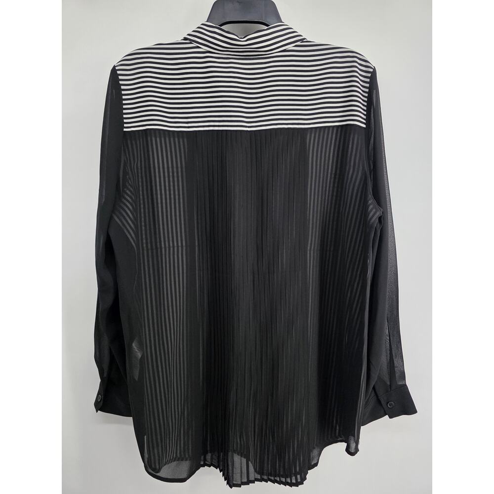 Chico's NEW Ginette Stripe Ease Long Sleeve White Black Blouse Size 2 US 12 - Picture 5 of 5